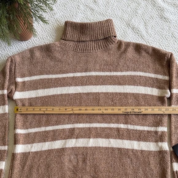 Lulus Casual Attitude Beige Striped Turtleneck Mini Sweater Dress Size XL - Picture 5 of 9